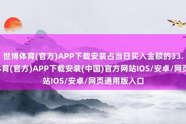 世博体育(官方)APP下载安装占当日买入金额的33.65%-世博体育(官方)APP下载安装(中国)官方网站IOS/安卓/网页通用版入口